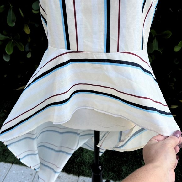 English Factory Dramatic Sleeveless High Low Poplin Striped Shirt M - Picture 5 of 15